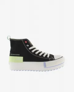 Женские брезентовые кроссовки с ретро штампом и двойной пилой Victoria, чёрный