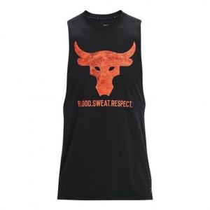 Спортивный топ Under Armour Project Rock Brahma Bull Tank Top 'Black Orange' 1361721-001, черный