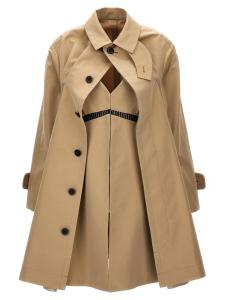 Плащ с вставкой в виде платья SACAI, бежевый