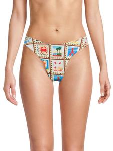 Классический бикини-топ с глубоким вырезом и принтом Stamp-Print WeWoreWhat, цвет Off White Multi