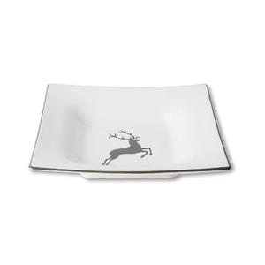 Суповая тарелка Серый олень 20х20х4,2 см Gmundner Keramik, белый/серый