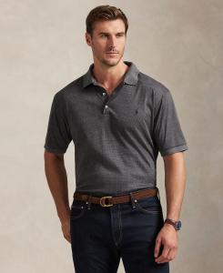 Мужская клетчатая рубашка-поло с короткими рукавами больших размеров Polo Ralph Lauren, Med Flannel Heather