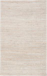 Ковер SAFAVIEH, 61 x 92 см, Natural Fiber Collection, Natural & Ivory, ручной работы из джута и шерсти в деревенском стиле, идеален для помещений с высокой проходимостью: прихожая, гостиная, спальня (NFB553A)