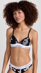 Женский современный бюстгальтер с треугольными чашечками Calvin Klein, ко Дню святого Валентина, из хлопка, с легкой подкладкой, Folded Hearts Black