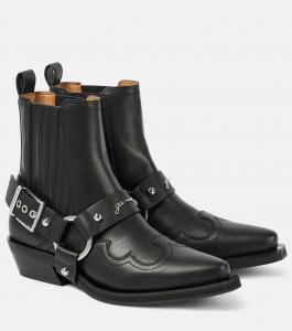 Вышитые ковбойские сапоги из искусственной кожи Ganni, черный