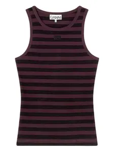Топ в полоску Ganni, коричневый
