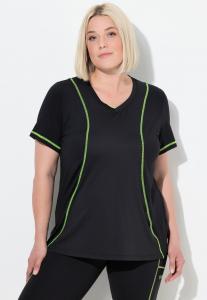 Футболка Ulla Popken FUNKTIONS REFLEKTOR V-AUSSCHNITT HALBARM, RECYCELT, Black