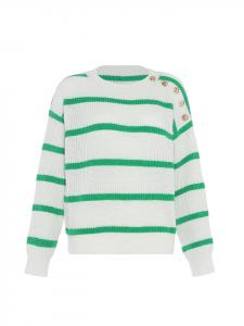 Женский свитер в кремово-белом и зеленом цветах faina