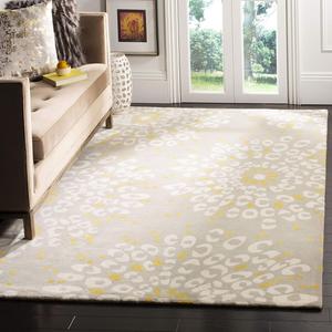 Ковер SAFAVIEH, 122 x 183 см, Capri Collection, Grey & Ivory, ручной работы из шерсти, идеален для помещений с высокой проходимостью: прихожая, гостиная, спальня (CPR355A)