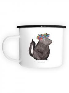 Эмалированная кружка XL Skunk Without Saying белого цвета Mr. & Mrs. Panda