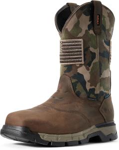 Мужские рабочие ботинки ARIAT Rebar Flex Patriot с водонепроницаемым композитным носком, темно-коричневые, темно-коричневый