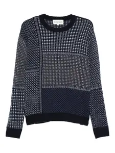 Свитер в технике пэчворк с круглым вырезом Eric Bompard, синий