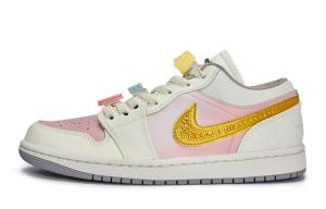 Jordan Кроссовки Air 1 Vintage баскетбольные женские низкие Beige/Pink/Yellow