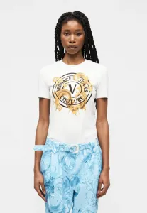 Футболка с принтом в виде волн эмблемы Versace Jeans Couture, White/Gold-Coloured