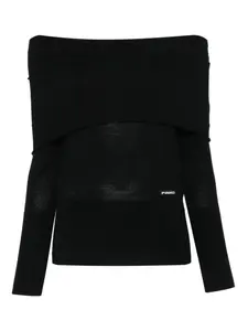 Шерстяной топ с открытыми плечами PINKO, черный