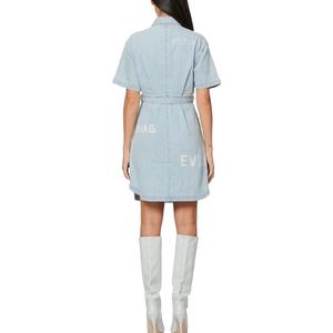 Платье с короткими рукавами женское светло-голубое Evisu