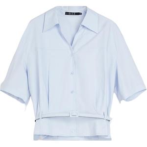 ELLE Рубашка женская светлая голубая с лацканами тонкая