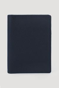 Кожаный кошелек в два сложения с контрастом Larsson & Co, темно-синий