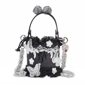 MLB Нью-Йорк Янкиз PU бабочка тень мечта ведро сумка женская черная белая, Black White