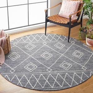 SAFAVIEH Kilim Collection ковер 183 x 183 см круглый charcoal/ivory KLM852H ручной работы хлопковый для прихожей гостиной спальни кухни