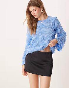 Мини-юбка средней посадки Abercrombie & Fitch с блестками черного цвета