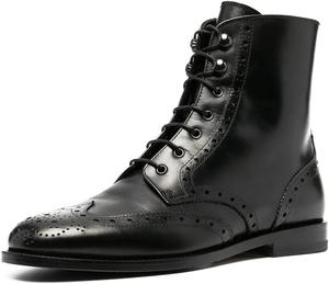 Женские ботильоны FOWT с круглым носком, шнуровкой, комфортной плоской подошвой, короткие модные ботинки на все сезоны для работы и повседневной носки, размер 4-16 US, Black