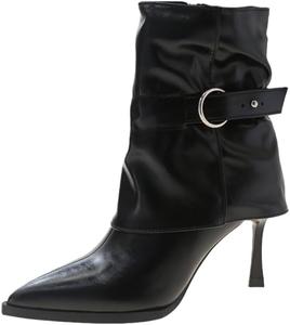 Женские короткие ботильоны с заостренным носком и высоким каблуком, с боковой застежкой-молнией. Модно и в ретро-стиле. Подходят для осени и зимы. Fusecottc, Black