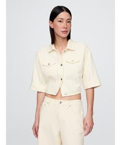 (W) Укороченная джинсовая куртка из плотной французской махровой ткани