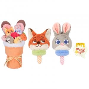 Набор плюшевых кукол Disney Zootopia Джуди и Ник с букетом, ароматизированные, высота 42см POTDEMIEL, judy nick small gathering moment bouquet+cotton candy doll+greeting card