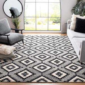 Ковер SAFAVIEH, 244 x 305 см, - коллекция Aspen - большой - Charcoal & Black, ручной работы из шерсти, идеально для гостиной, спальни, офиса, столовой (APN813Z)