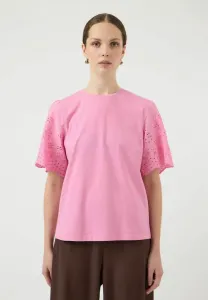 Топ yaslex с коротким рукавом, вышитые рукава, футболка noos с принтом. Yas, Moonlite Mauve