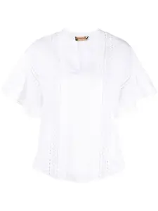 Блузка с расклешенными рукавами и английской вышивкой Twinset, белый