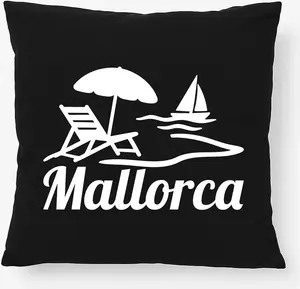 Подушка Huuraa Mallorca Spain Gift 40x40 см с наполнителем из черного хлопка, декор Mallorca Hellweg Druckerei