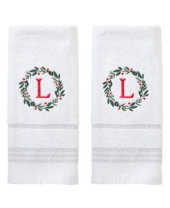 Хлопковое полотенце для рук с монограммой в виде венка, 40 см x 66 см SKL Home, цвет l