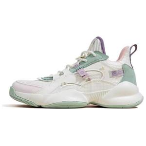 QIAODAN Амортизирующие износостойкие баскетбольные кроссовки женские высокие цвет слоновая кость/нефритовый зеленый, цвет Ivory/Jade Green