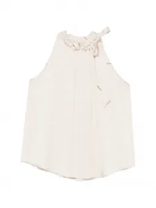 Блузка с оборками и завязкой Peserico, бежевый