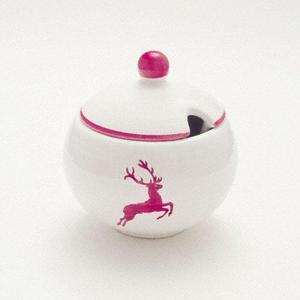 Сахарница бордоский олень гладкая с вырезом d: 10 см / высота: 11 см Gmundner Keramik, бело-красный