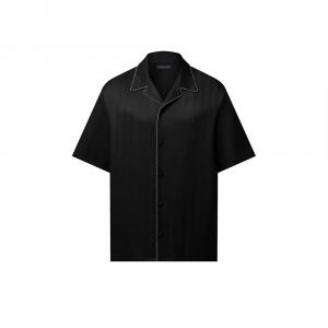 Шелковая рубашка с короткими рукавами, украшенная бисером Louis Vuitton, черный