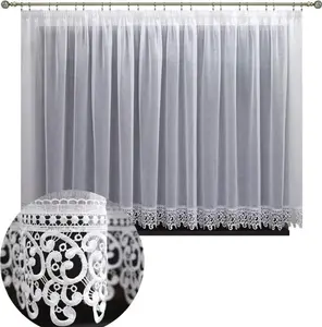 Готовая батистовая штора с гипюровым переплетением, 300х180 см, белая Wisan