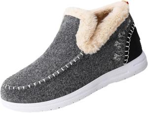 Женские зимние балетки с плюшевой подкладкой, пушистые слипоны для снега, поддерживающие уличную повседневную теплу обувь с утолщенной подошвой и утепленной лодыжкой Generic, Grey
