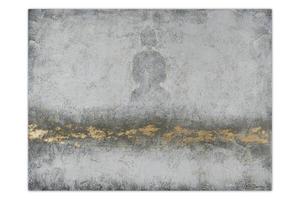 Картина KUNSTLOFT handgemalt Silhouette an der Wand цвет gold/grau