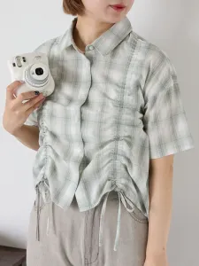 Рубашка в клетку на шнуровке