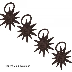 Кольцо для штор Liedeco «Солнце», (4 шт. в упаковке, с декоративным зажимом), для карнизов Ø 16 мм, цвет rostbraun