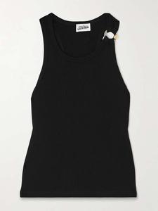 Майка из хлопкового джерси с отделкой в рубчик Jean Paul Gaultier, черный