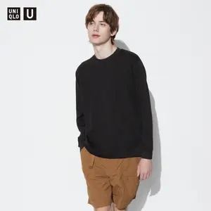 Футболка хлопковая Uniqlo AIRism с длинным рукавом, черный