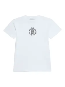 Футболка с короткими рукавами, украшенная стразами Roberto Cavalli, белый