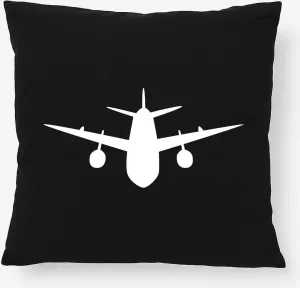 Подушка Самолет Huuraa, 40x40 см, с наполнителем, черный хлопок, декор в виде самолета Hellweg Druckerei