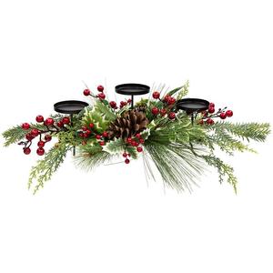 Рождественский подсвечник Northlight Holly & Berries, зеленый