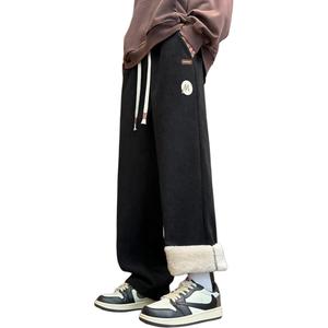 Хлопковые брюки Unisex утепленные с флисовой подкладкой прямого кроя WARRIOR, черный[free diy badge]