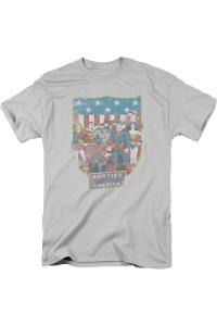 Футболка с коротким рукавом для взрослых DC Comics Justice League of America American Shield Gildan, серебряный